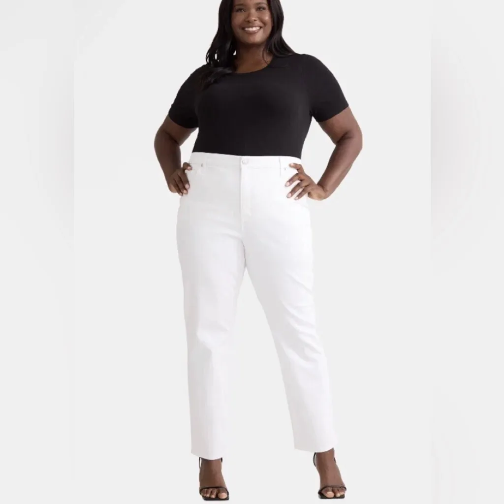 TERRA & SKY Womens Straight Leg Jeans Size 24W White Medium Weight New - Image 3