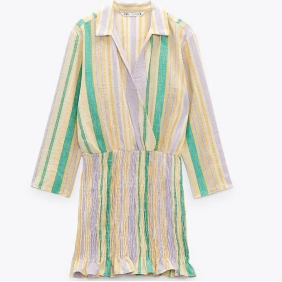 Zara Blogger Favorite Pastel Striped Smocked Skirt Valery Dress Size XS - Image 11
