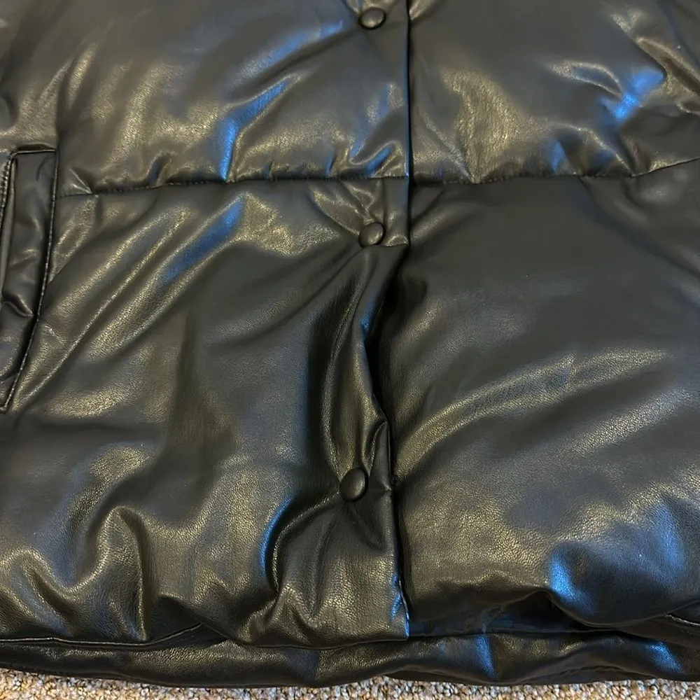 Bagatelle, NYC Women’s Faux Leather Black Puffer Jacket - Size XS - Image 3