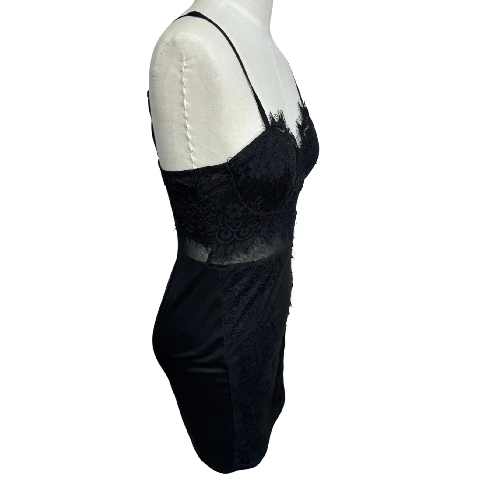 Row‎ A Black Lace Mesh Bustier Mini Dress Clubwear Romantic Date Night Women's S - Image 8