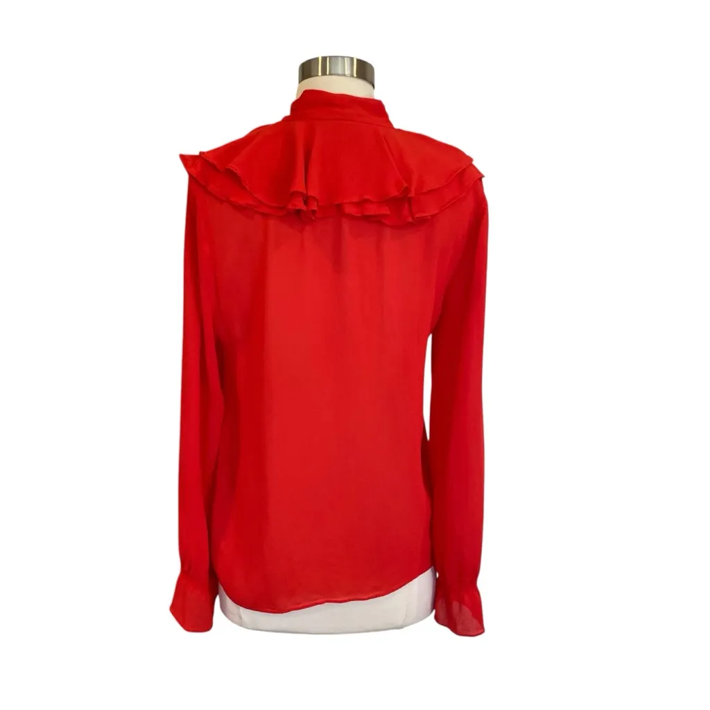 Aritzia Little Moon Gazania Ruffle Blouse In Red Size Small - Image 8