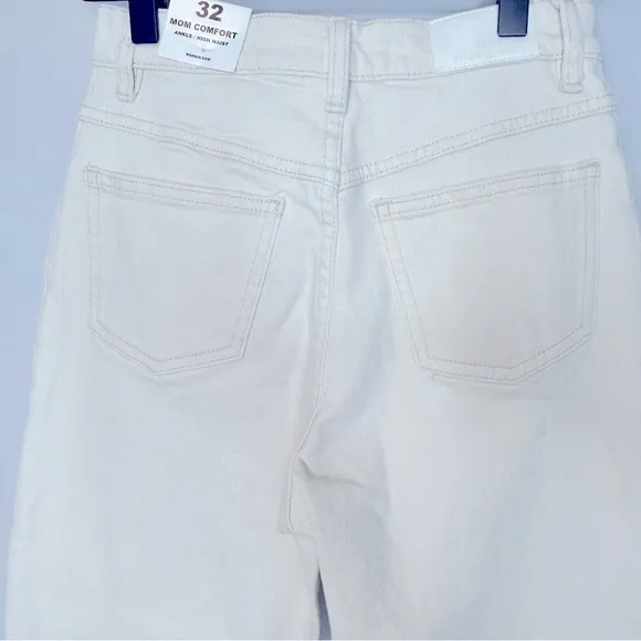 Mango MNG Ecru Cream‎ High Waist Tapered Ankle Mom Jeans Size 1 NWT - Image 7