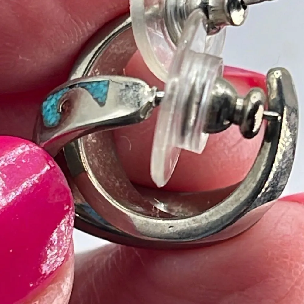 Boutique brand crushed turquoise coral stainless steel earrings. - Image 3