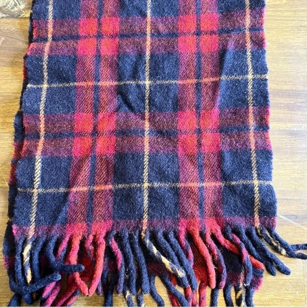 Vintage Disney Winnie The Pooh Plaid Grid Lambs Wool Scarf Winter Embroidered - Image 3