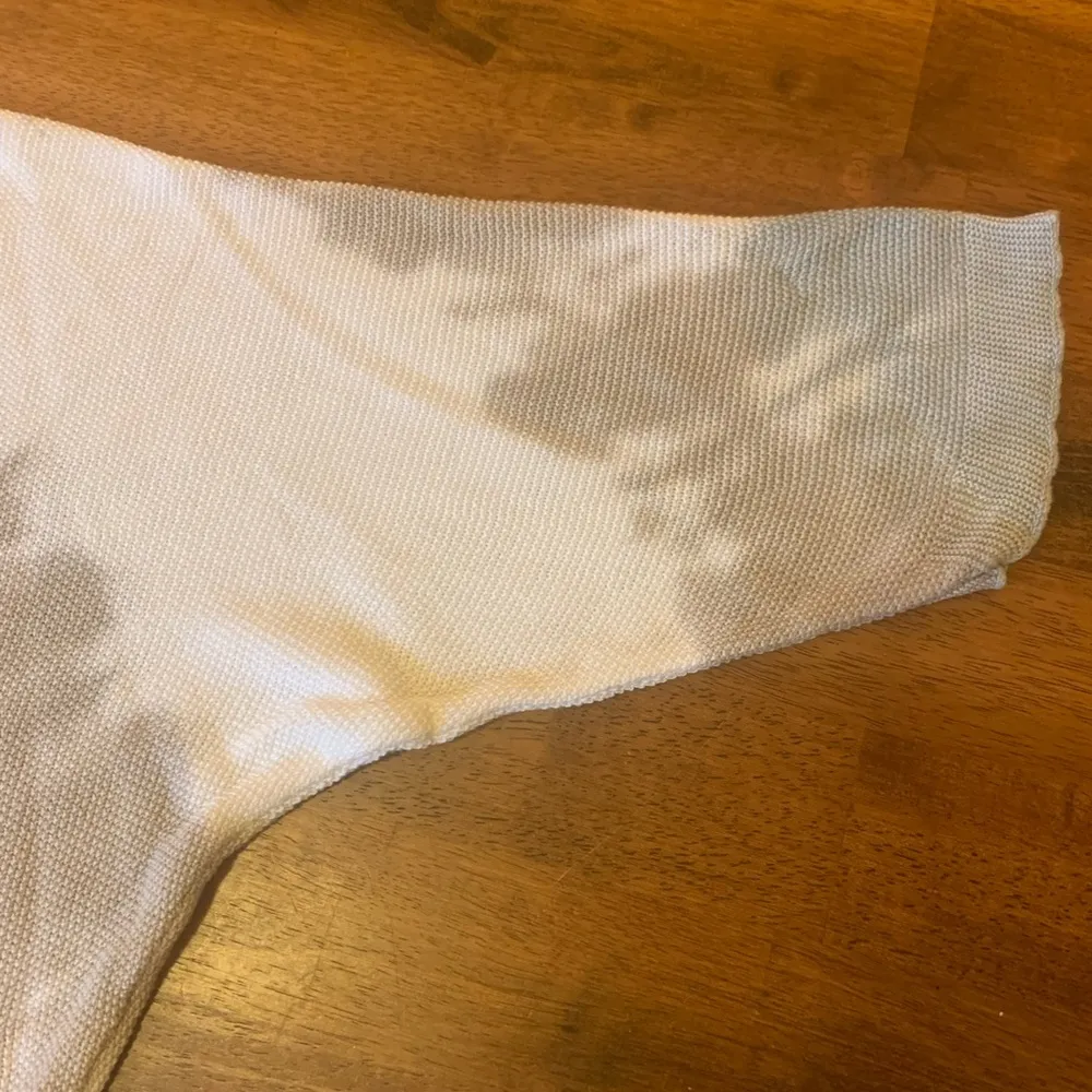 Angela top Medium Beige Brown Blue waffle knit, tie - Image 5