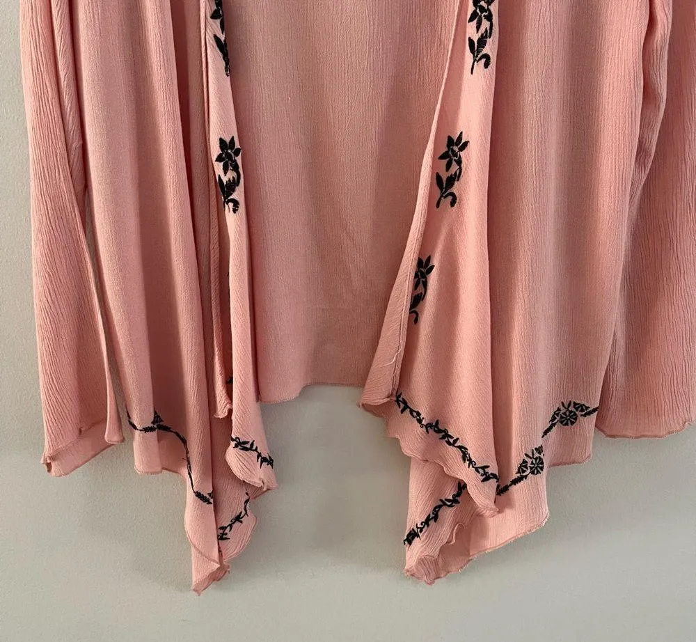 LOVE TREE. WOMENS OPEN DRAPE CARDIGAN. FLORAL EMBROIDERY. SIZE SMALL - Image 3