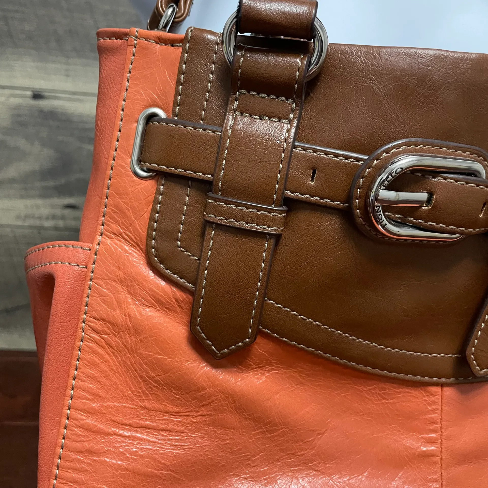 Tignanella Tignanello Burnt Orange and Brown Leather Shoulder Handbag - Image 7