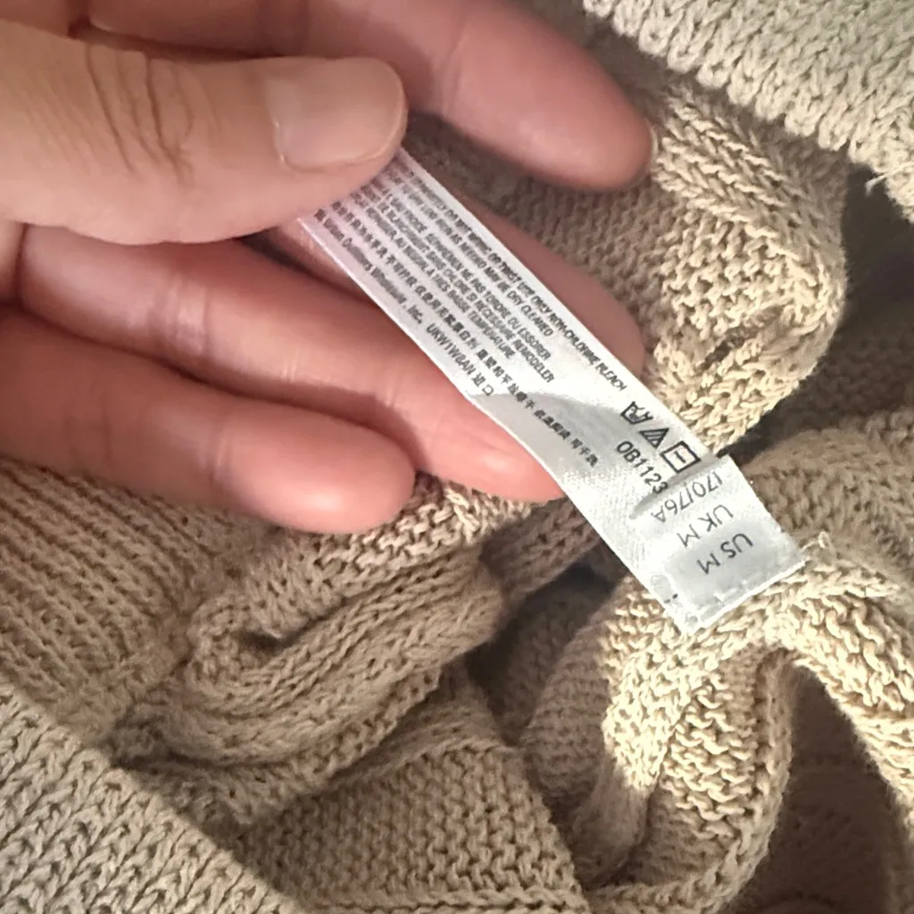 Free People Beach Knit Wide Leg Pants in Oatmeal High Rise Ribbed chunky - Image 5