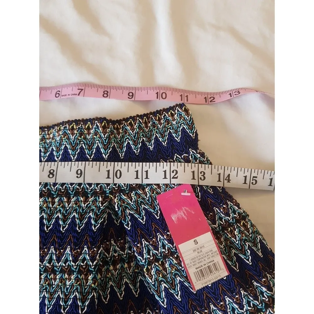 Xhilaration  Womens Skirt Size Small Tribal Textured Mini Bandage Skater Blue - Image 11