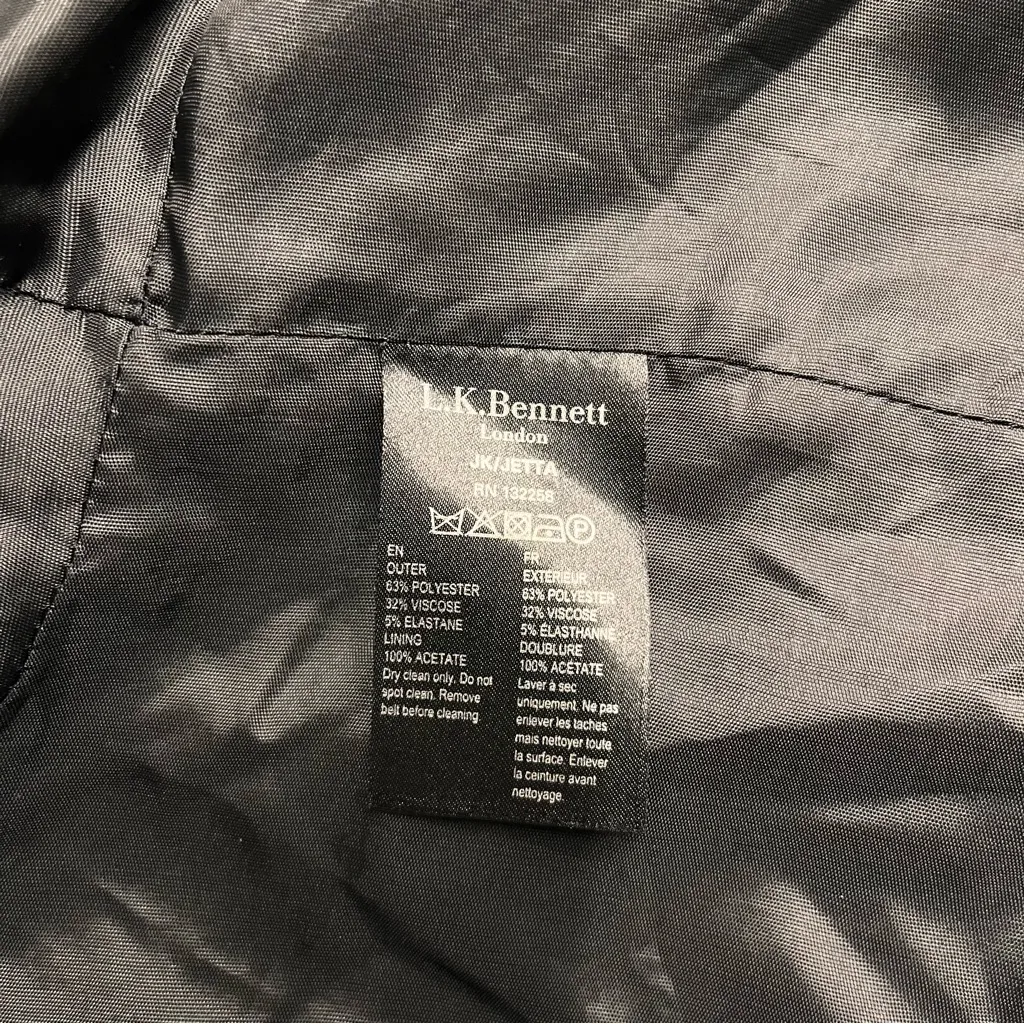 Imperfect LK Bennett London Women's belted notch blazer lined size 6 fall blazer - Image 12