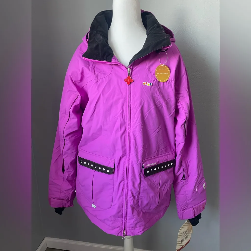 FOURSQUARE Women's Purple 15K Hooded Snowboard Ski Jacket NWT Pink Size XL - Image 2