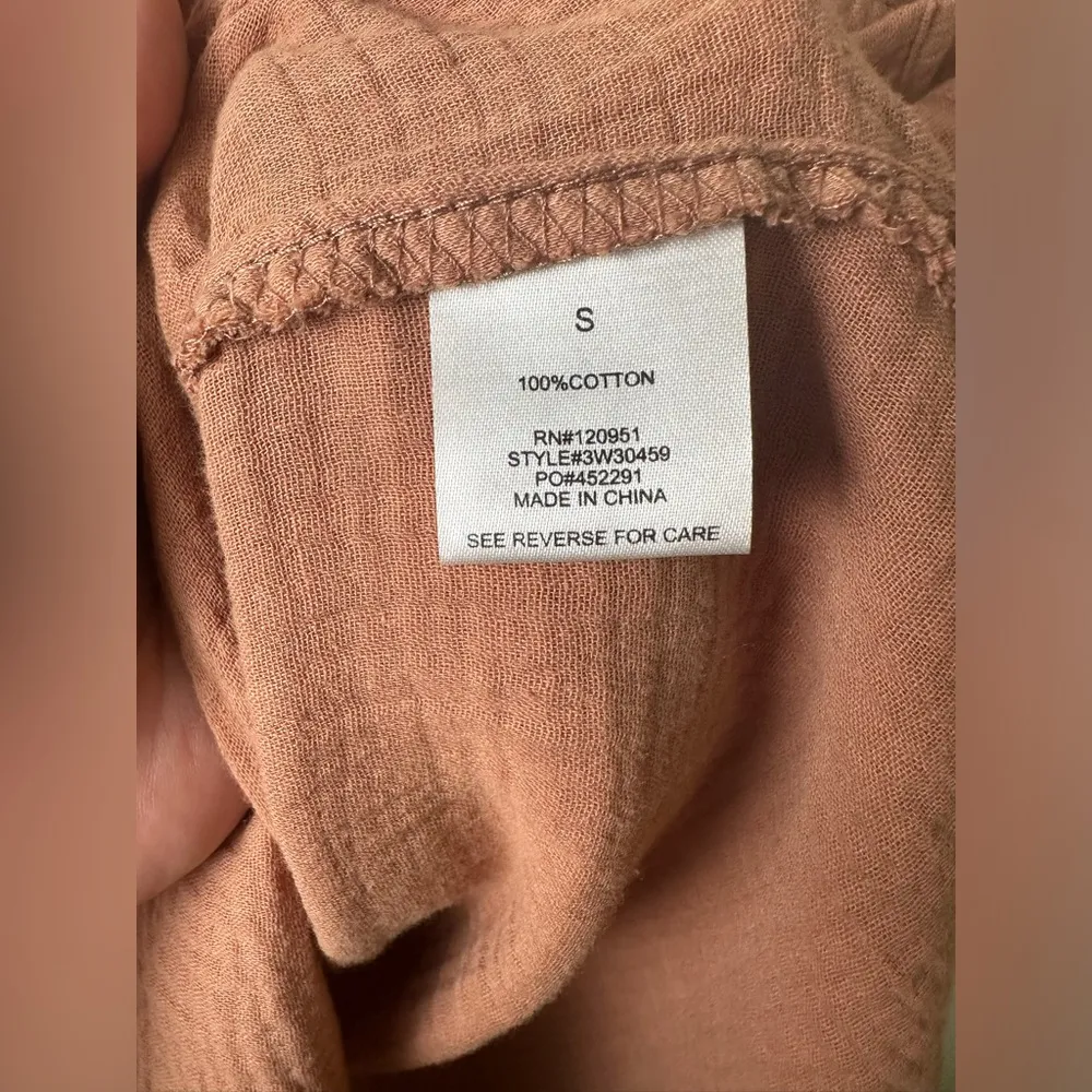 Olive And Oak Top Womens Small Roll Tab Sleeve Shirt Blouse Brown Button Down - Image 5