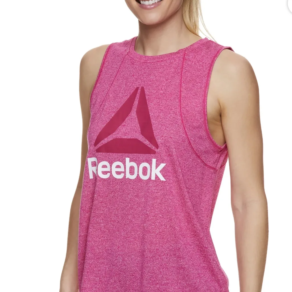 Reebok Womens Muscle Graphic Pink Tank‎ Top Size XL - Image 4