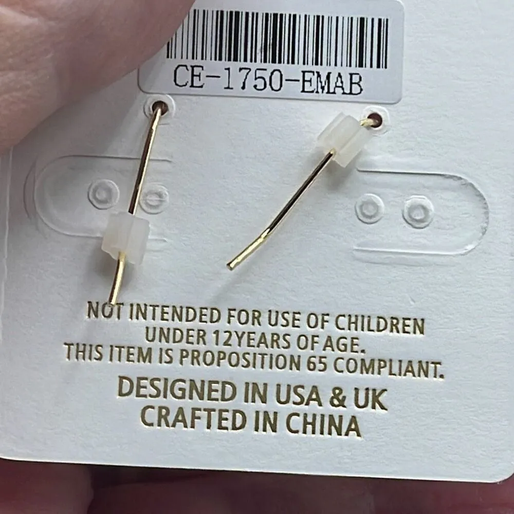 NWT Chic & Chic shimmering druzy quartz cross in turquoise blue earrings. - Image 6