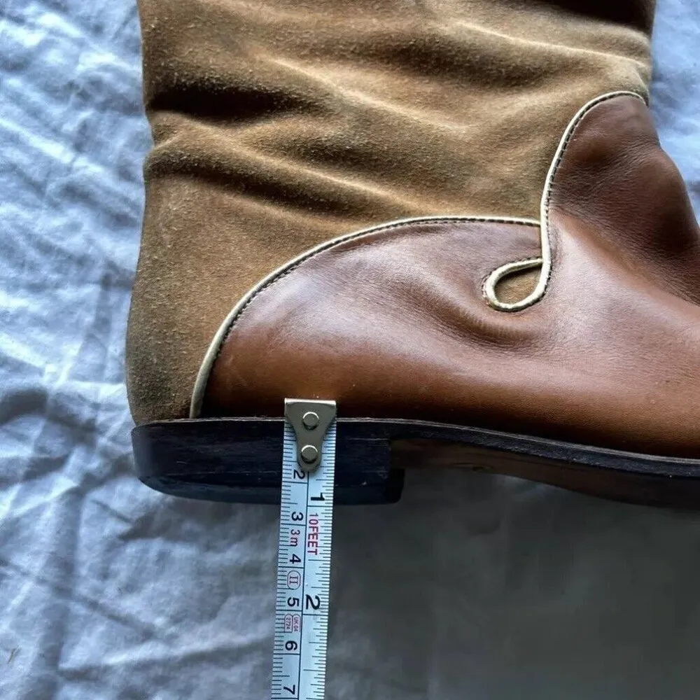 Vintage M Giovanni Z Women’s Leather Long Boots Brown Heel Western Sz 7 Italy - Image 7