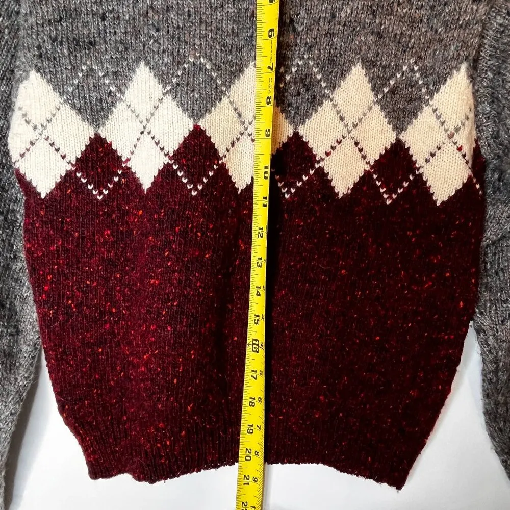 VTG Liz Claiborne Turtleneck Sweater Argyle Cozy Retro Chunky Y2K 80s Preppy M - Image 4