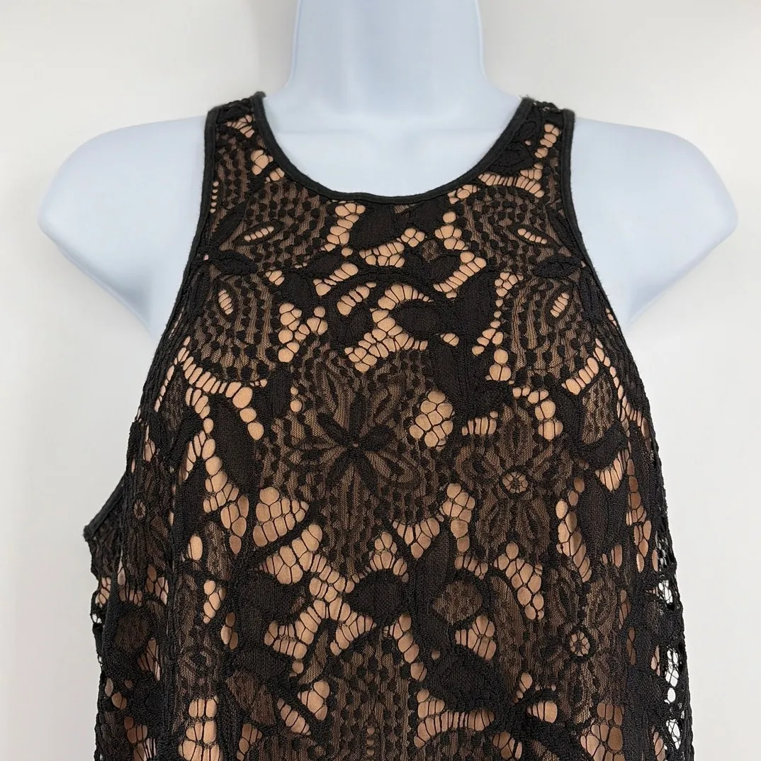 Express Lace Asymmetrical Hem Tank Sz M Y2K Whimsigoth Fairy Grunge Crochet - Image 2