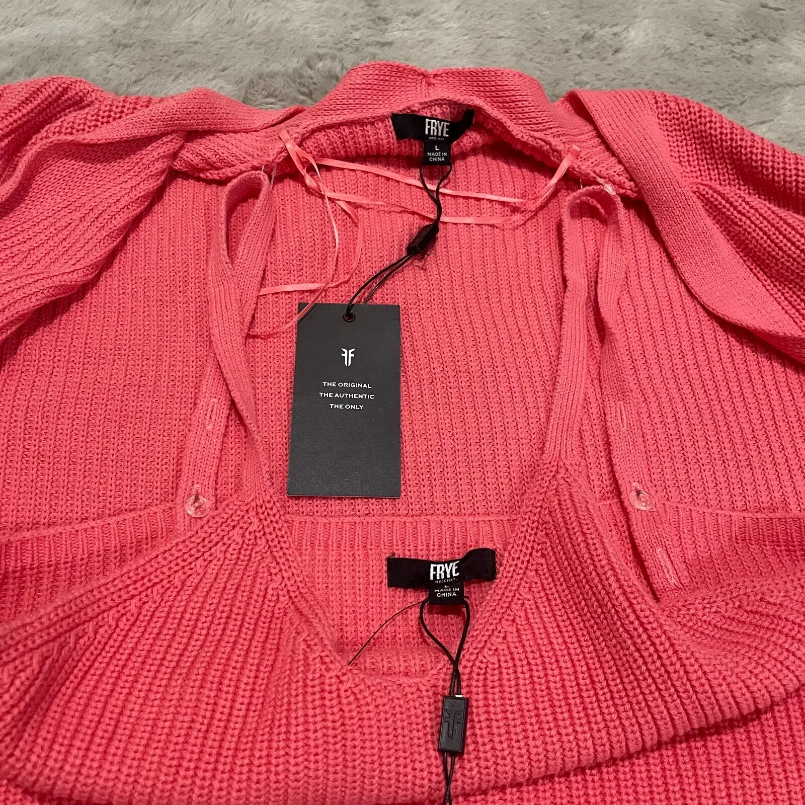 NWT Frye Women's Coral Pink Knit Cardigan & Tank Set L 100% Cotton Cozy‎ Stylish - Image 3