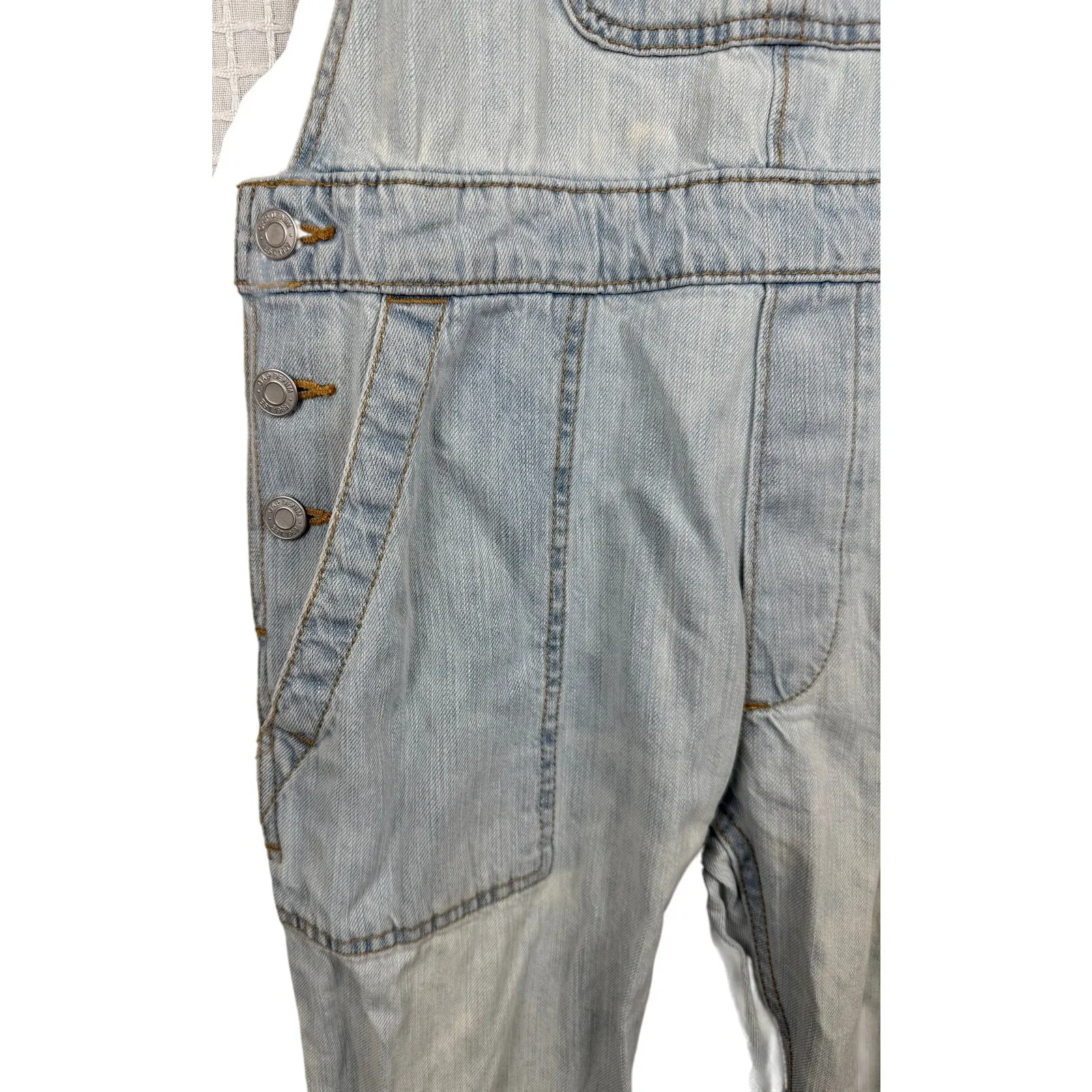GAP Denim 100% Cotton Light Wash Straight Leg Overalls w/ Pockets - Image 3