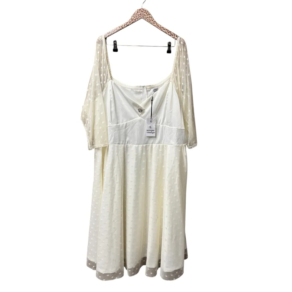 NEW Unique Vintage Polka Dot Lamar Bridal Swing Midi Dress Ivory White 5X NWT - Image 2