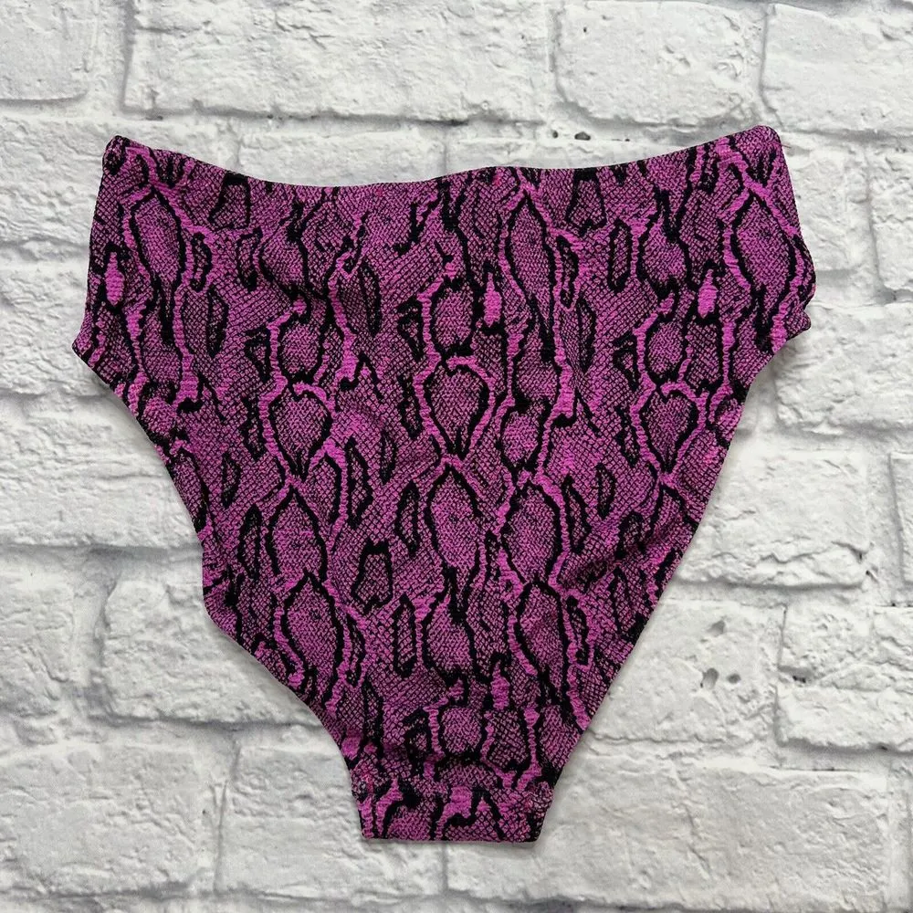 Jessica Simpson PINK SNAKESKIN Snakecharmer Bikini Swim Bottom Size S Tie Belt - Image 4