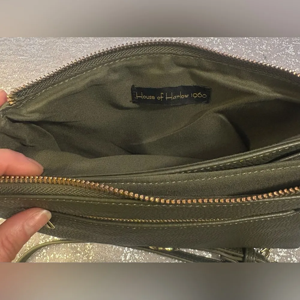 Olive green House of Harlow 1960 leather Crossbody Bag - Image 5