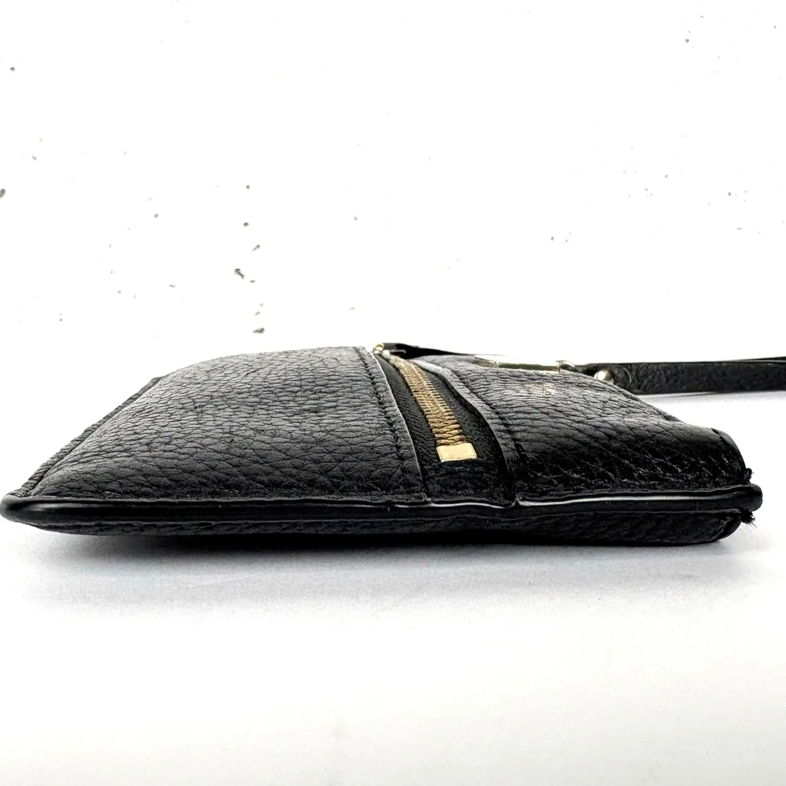 Kate Spade New York Highland Place Bee Wristlet Black Pebbled Leather Gold Zip - Image 12