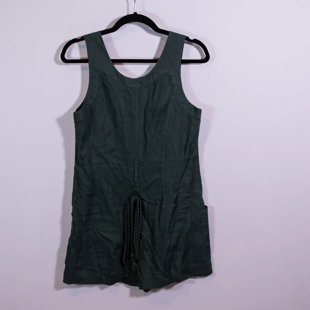Joie Priya Woven Linen Lightweight Button Mini Romper Playsuit Jungle Green XS - Image 4