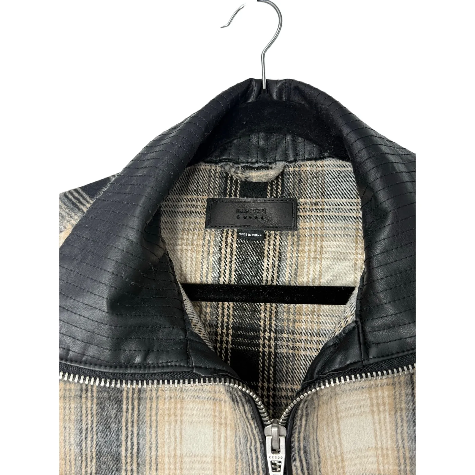 BLANKNYC Plaid Poncho Pullover One Size Zip Front Collar Neutral Cozy Fall - Image 4