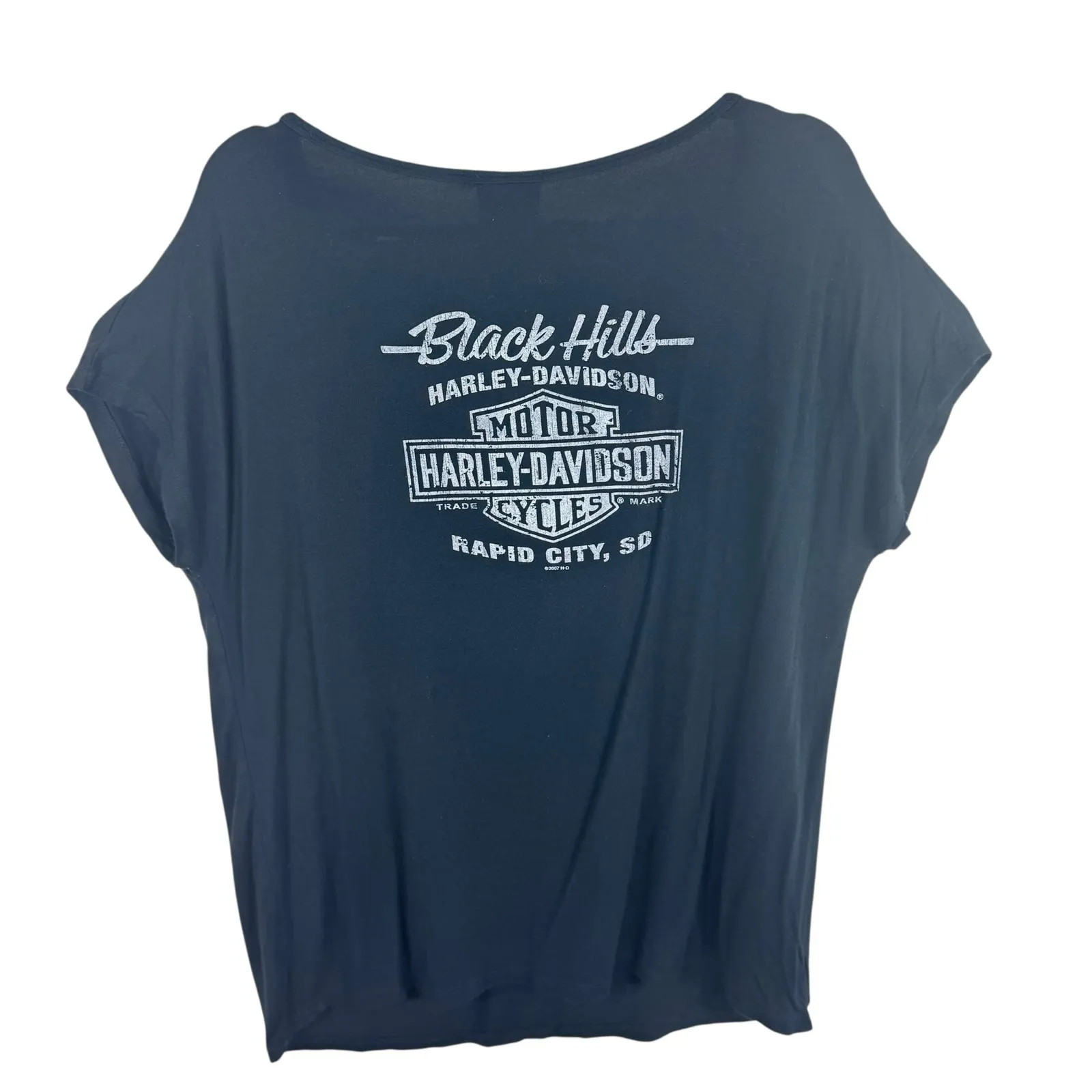 Harley Davidson Black American Flag Black Hills USA Studded Short Sleeve Tee XL - Image 2