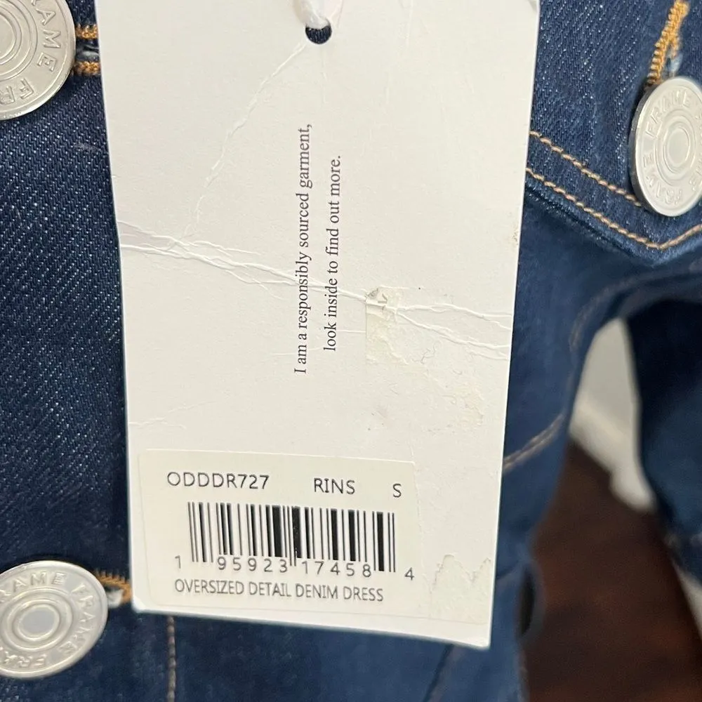 NEW FRAME Oversized Mixed Media Print Denim Short Sleeve Dress – NWT Size S - Image 11