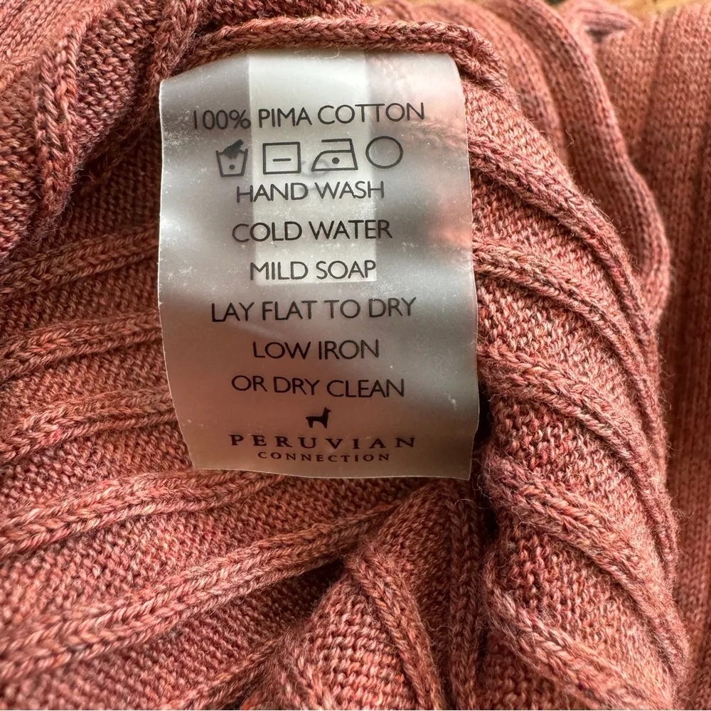 Peruvian Connection Women's Ribbed Turtleneck in rust brown NWT - Image 6