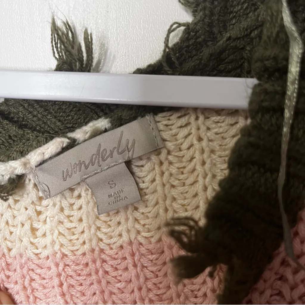 Wonderly Distressed Striped V-Neck Sweater - Olive, Pink, Brown - Image 4