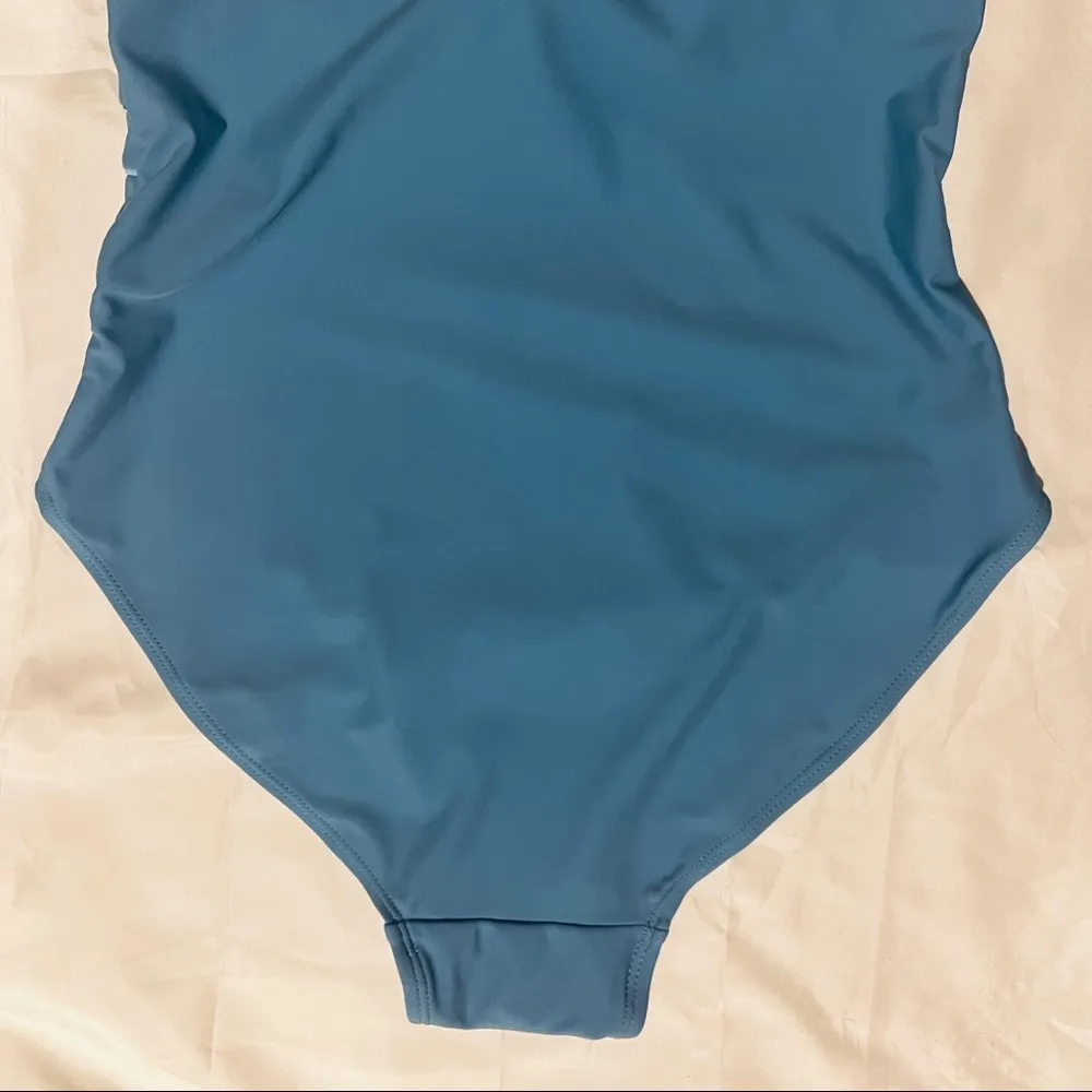 Vintage Retro Blue Colorful One Piece Swimsuit - Image 4