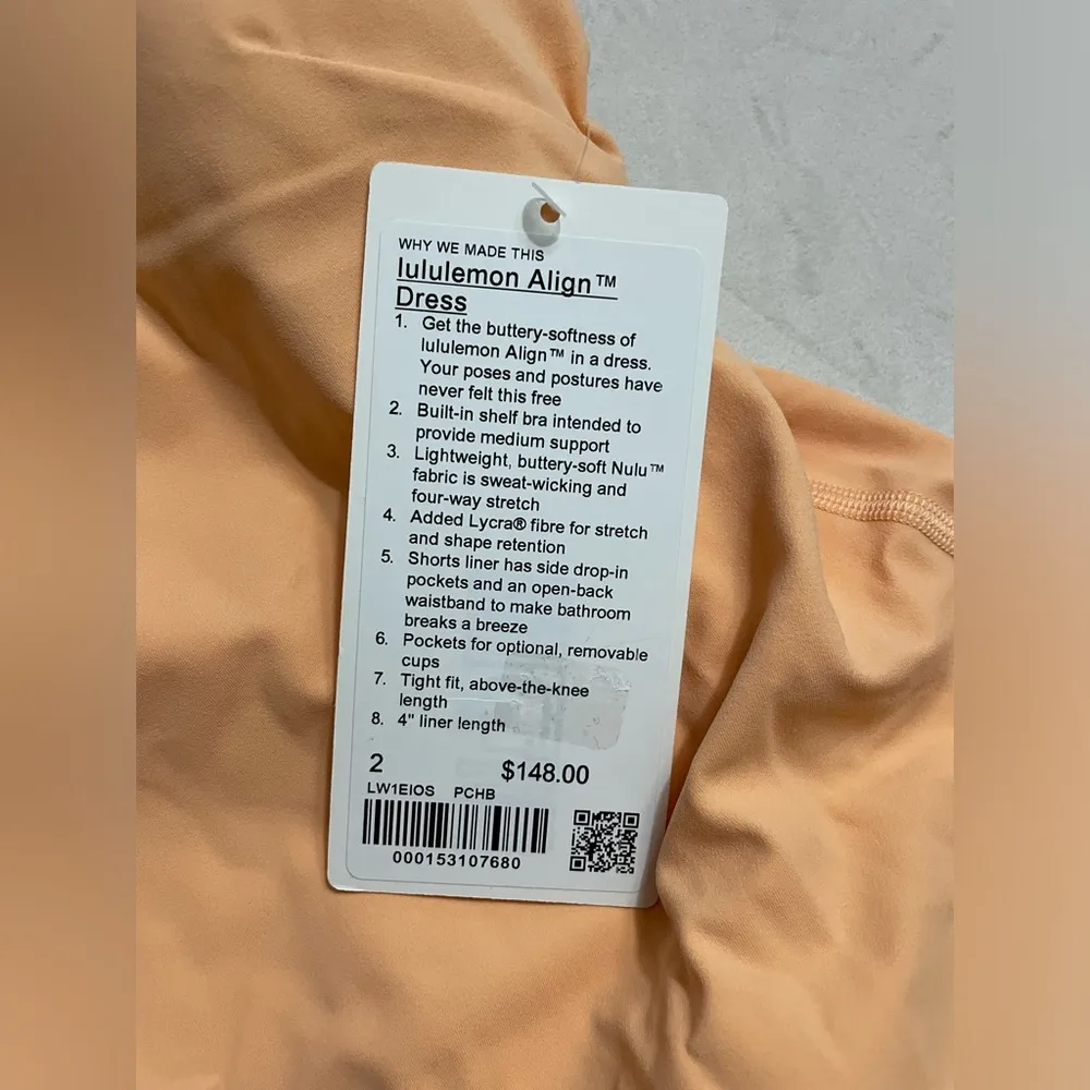 NEW Lululemon Align Dress Peach Bellini Built in Shorts Butterly Soft Size 2 - Image 10