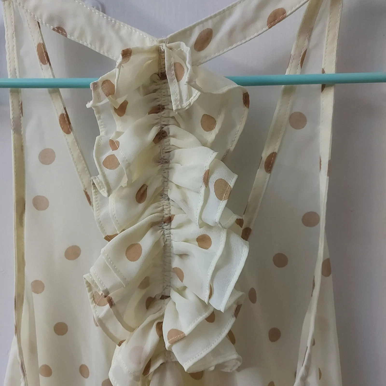 fa'brik Polka Dot Ruffled Racerback Tank Top  L Coquette Girl Prints Twee Y2K - Image 4