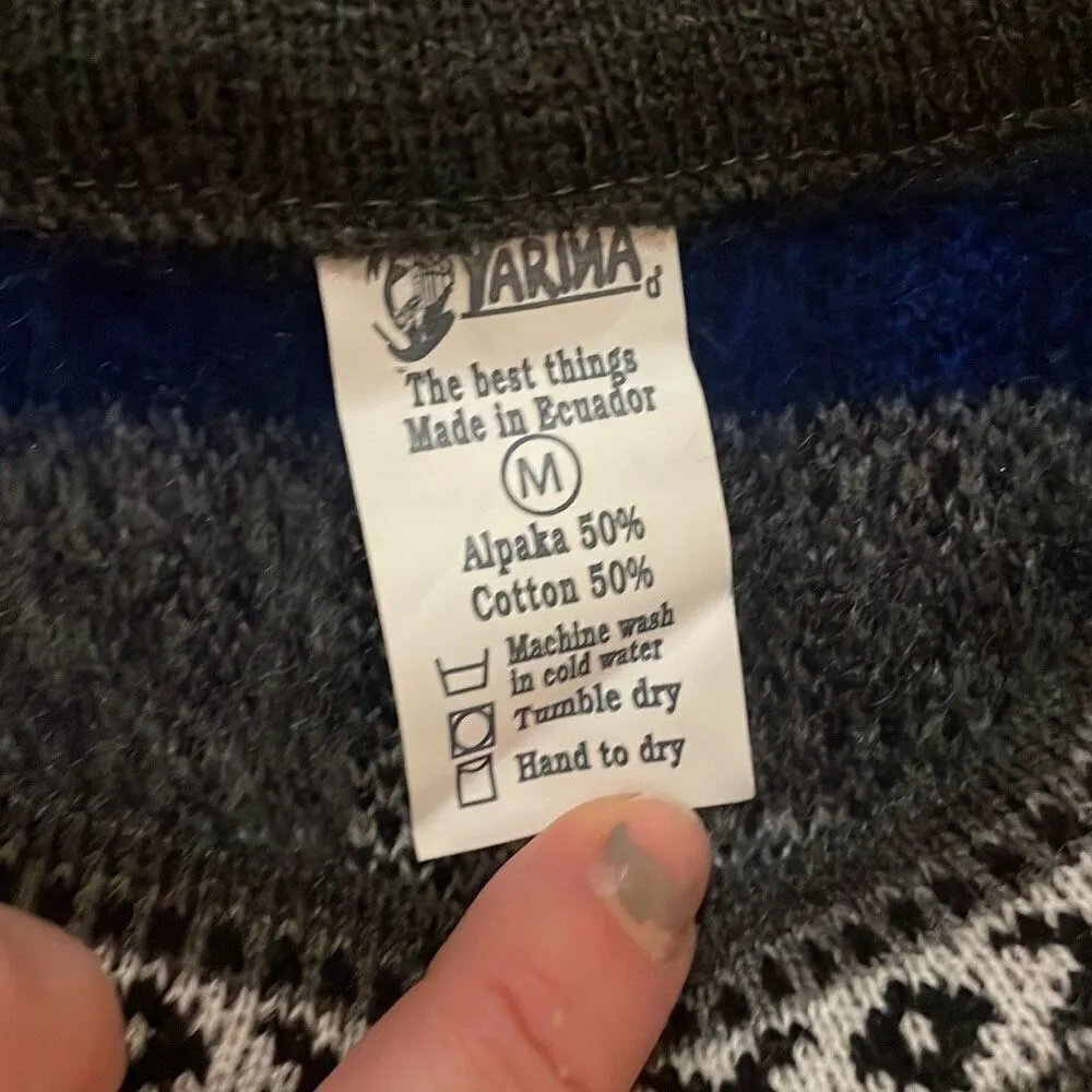 Yarina Alpaca Vintage Cotton Blend crewneck sweater M Blue Size M - Image 3