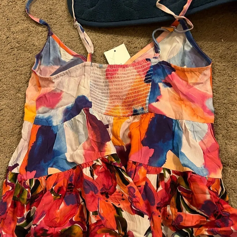 French Connection Vivviola Bubble Gum Multi Color Cami Peplum Top Sz 0 - Image 9