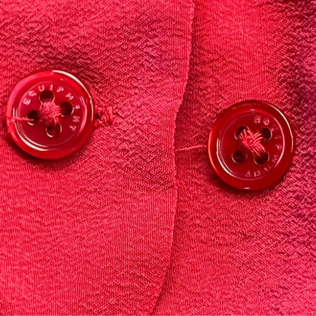 Equipment Femme Red‎ Dust Strawberry Silk Blouse Womens Size XS Off The Shoulder - Image 6