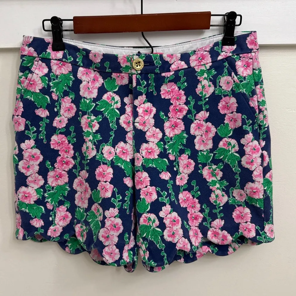 Lilly Pulitzer Darci Floral Preppy Scalloped Knit Shorts 7”  Oyster Bay Size 8 - Image 5