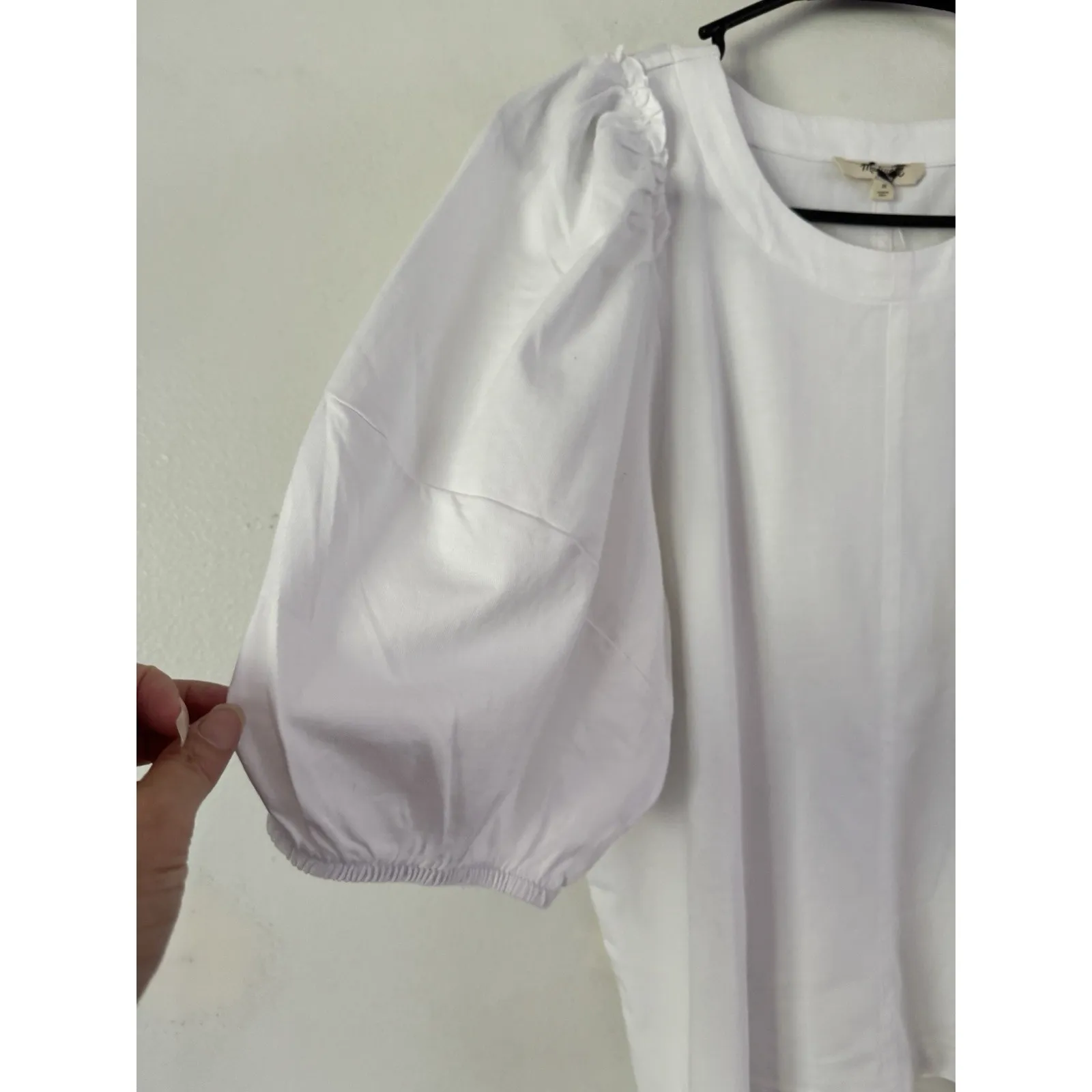 NWT Madewell Puff Sleeve Pullover Cotton Tee White Size Medium - Image 6