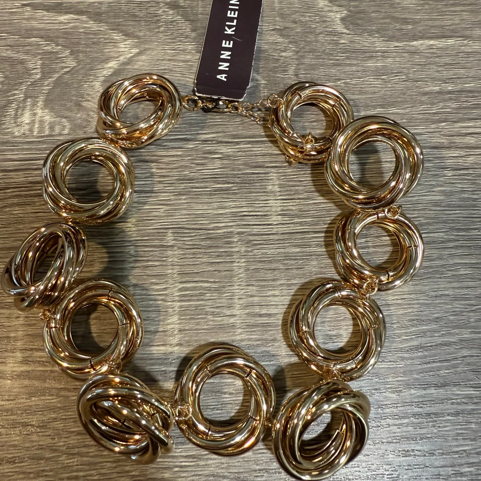 Anne Klein Gold Tone Circle Knot All Around Statement Necklace NWT - Image 3