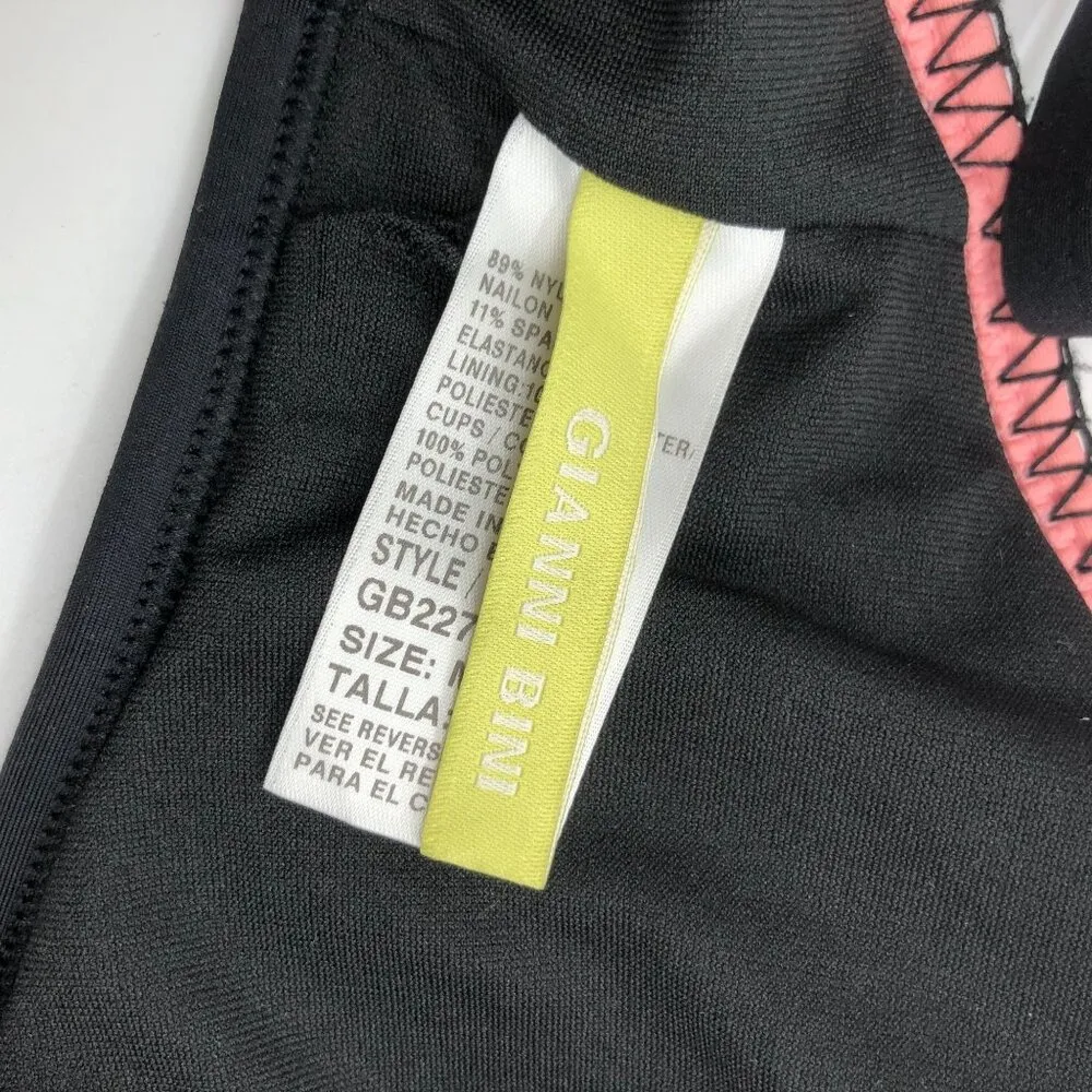 Gianni Bini Womens Bralette Bikini Swim Top Green & Pink Removable Cups Size M - Image 3