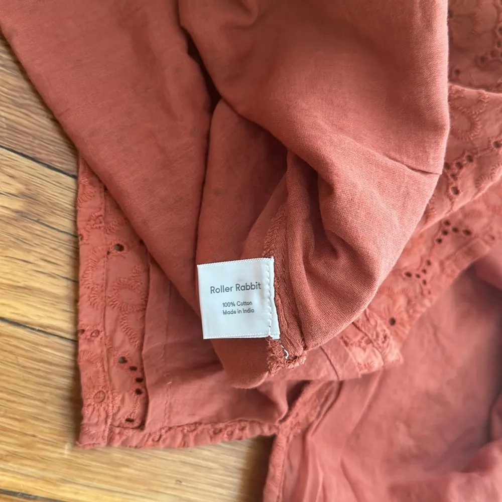 NWOT Roller Rabbit Glyn eyelet embroidered blouse Thanksgiving floral jewel neck - Image 7