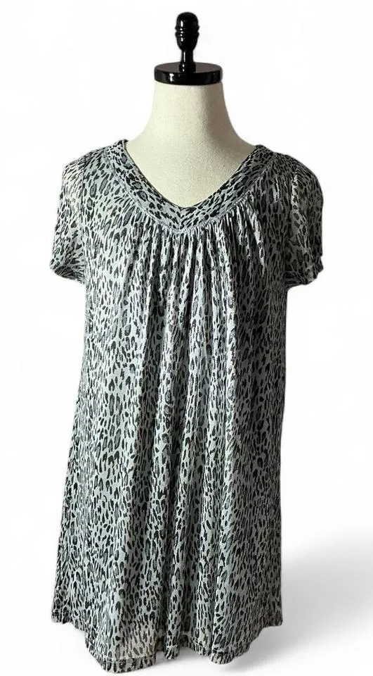 Vintage Lady Noiz 2XL Leopard Print V Neck Short Sleeve Nightgown Dress Size XXL - Image 1