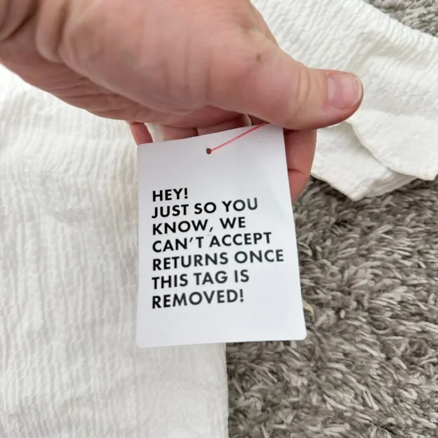 TOPSHOP White One‎ Shoulder Tie Strap Crop Top Women's US 12 Textured NWT - Image 4