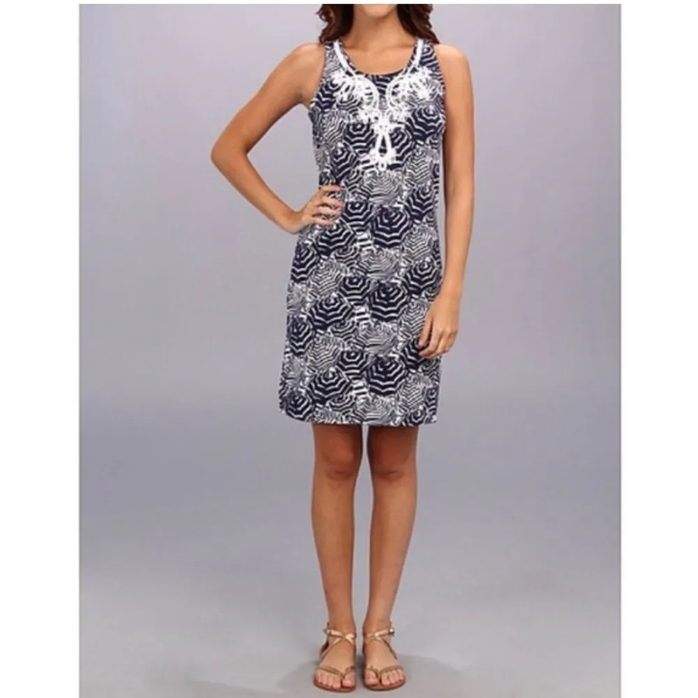 Lilly Pulitzer Oh Cabana Bot Umbrella Print Blue and White Foster Shift Dress XS - Image 11