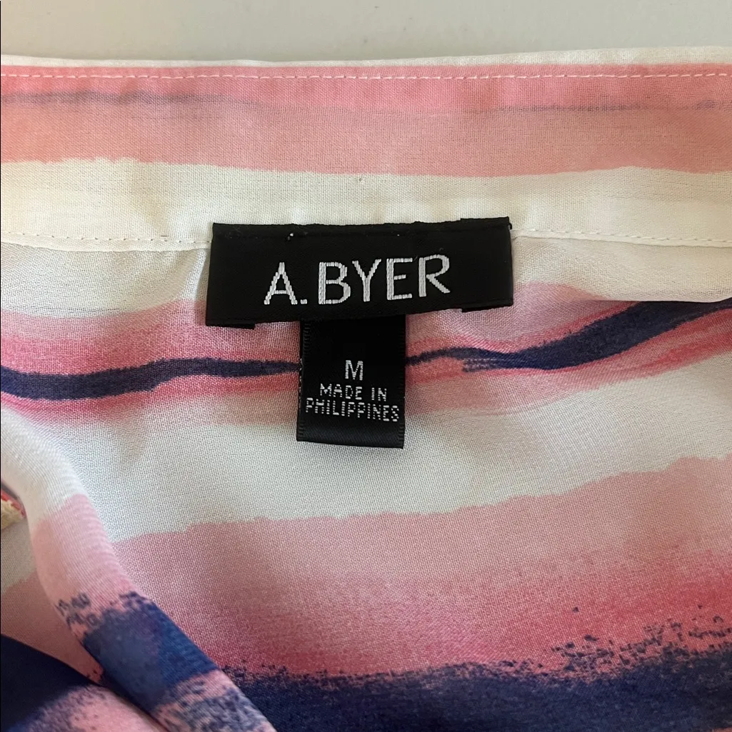 A Byers Watercolor Tie Front Sheet Blouse Multicolor Size Medium - Image 5