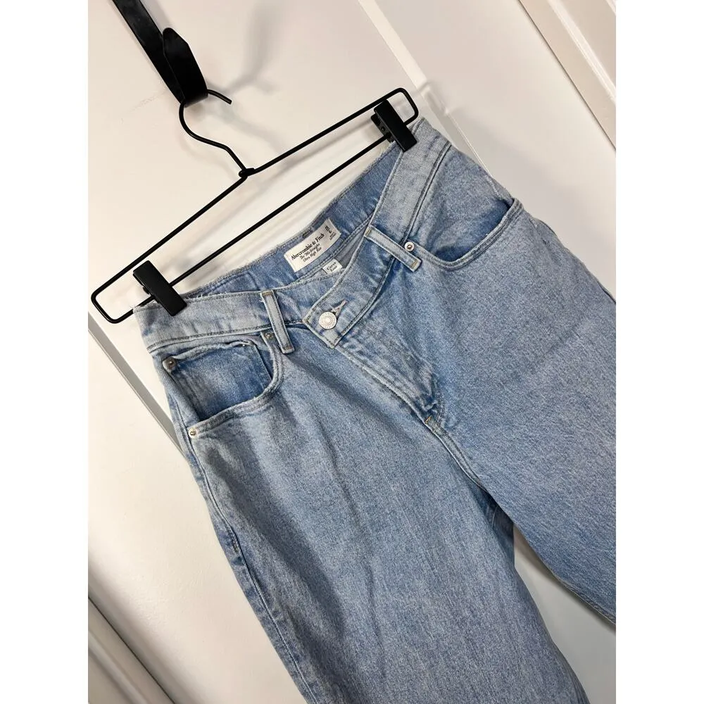 Abercrombie & Fitch Curve Love Ultra High Rise 90s Straight Jeans Blue SZ 28/6 - Image 3