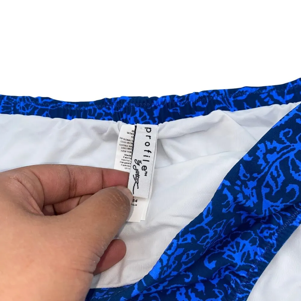 New Profile by Gottex Blue Floral Mehndi Mid Rise Swim Bikini Bottoms Size 14 - Image 7